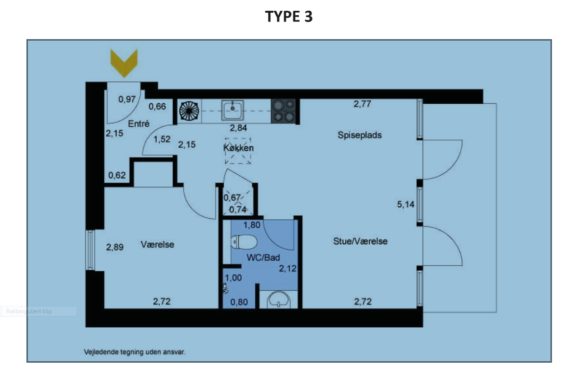 Type 3 - 2 værelses lejlighed